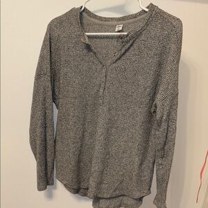 Gray Long Sleeve Henley Top